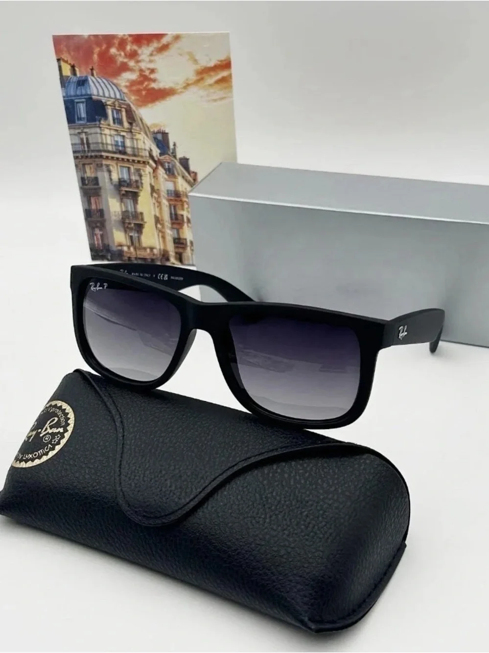 Ray-Ban Black Frame Sunglasses with Dark Gradient Lenses